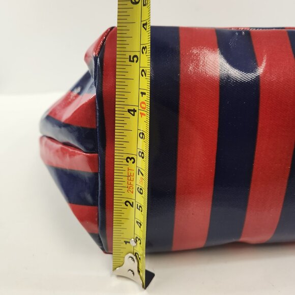 DKNY Striped Tote Red Blue Donna Karan New York Purse Bag Vinyl - Picture 12 of 14